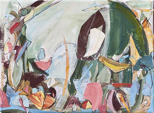 Wild, 2015, acrylic and paper collage on canvas, 12 x 16 inches (30 x 41 cm)