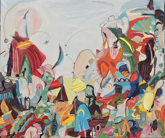 Spring Dance, 2017, Acrylic on canvas and paper collage, 30 x 36 inches (76 x 92 cm)