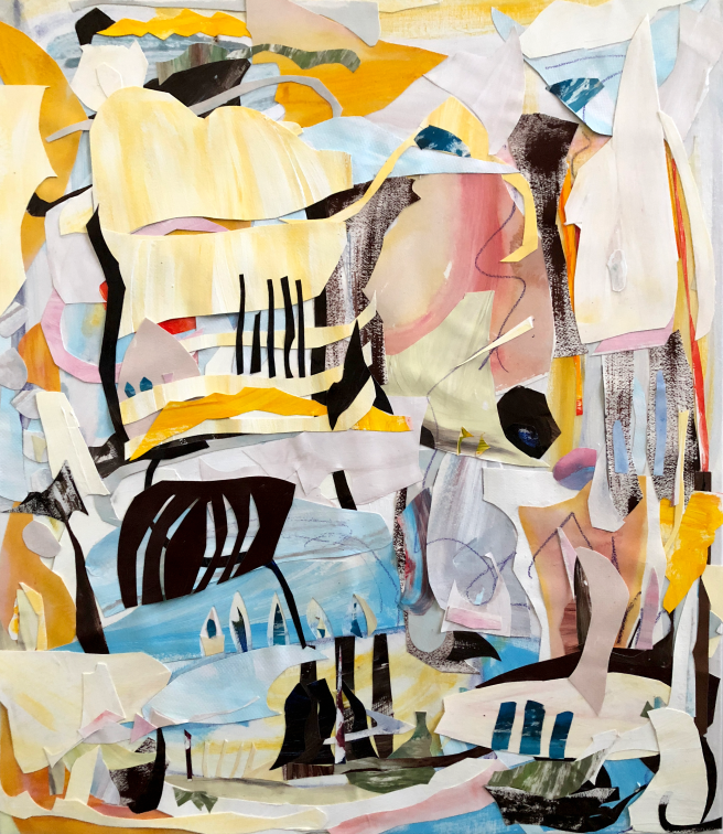 Inner Landscape, 30 x 26 inches, acrylic and paper collage on canvas, 2018
