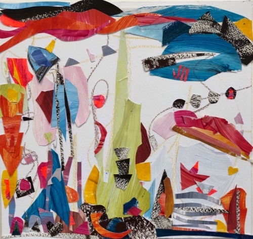 One Love, Movement, 10 x 10 inches, acrylic and paper collage, 2018