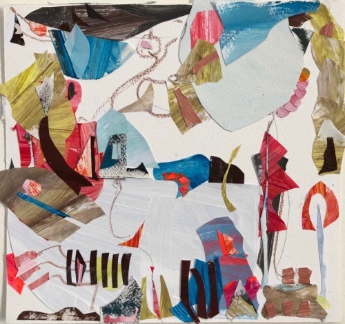 One Love, Outside, 10 x 10 inches, acrylic and paper collage, 2018