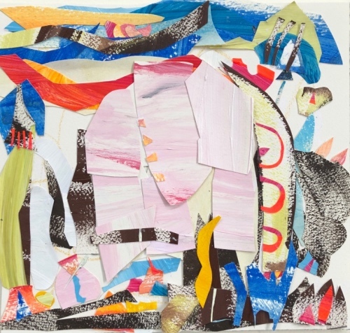 One Love, Warm Winds, 10 x 10 inches, acrylic and paper collage, 2018