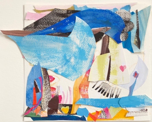 One Love, Winds,10 x 10 inches, acrylic and paper collage, 2018