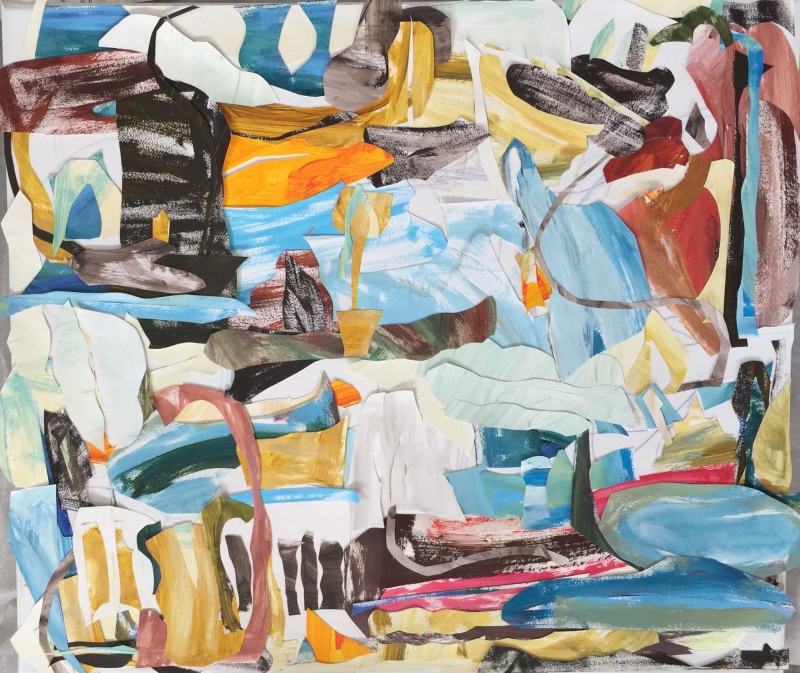 Spirit painting, Acrylic and paper on canvas, 66x76cm, 2018