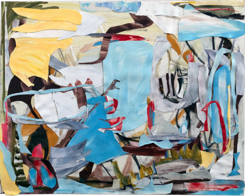 Third Level Spirit, 30 x 36 inches, acrylic and paper collage on canvas, 2018