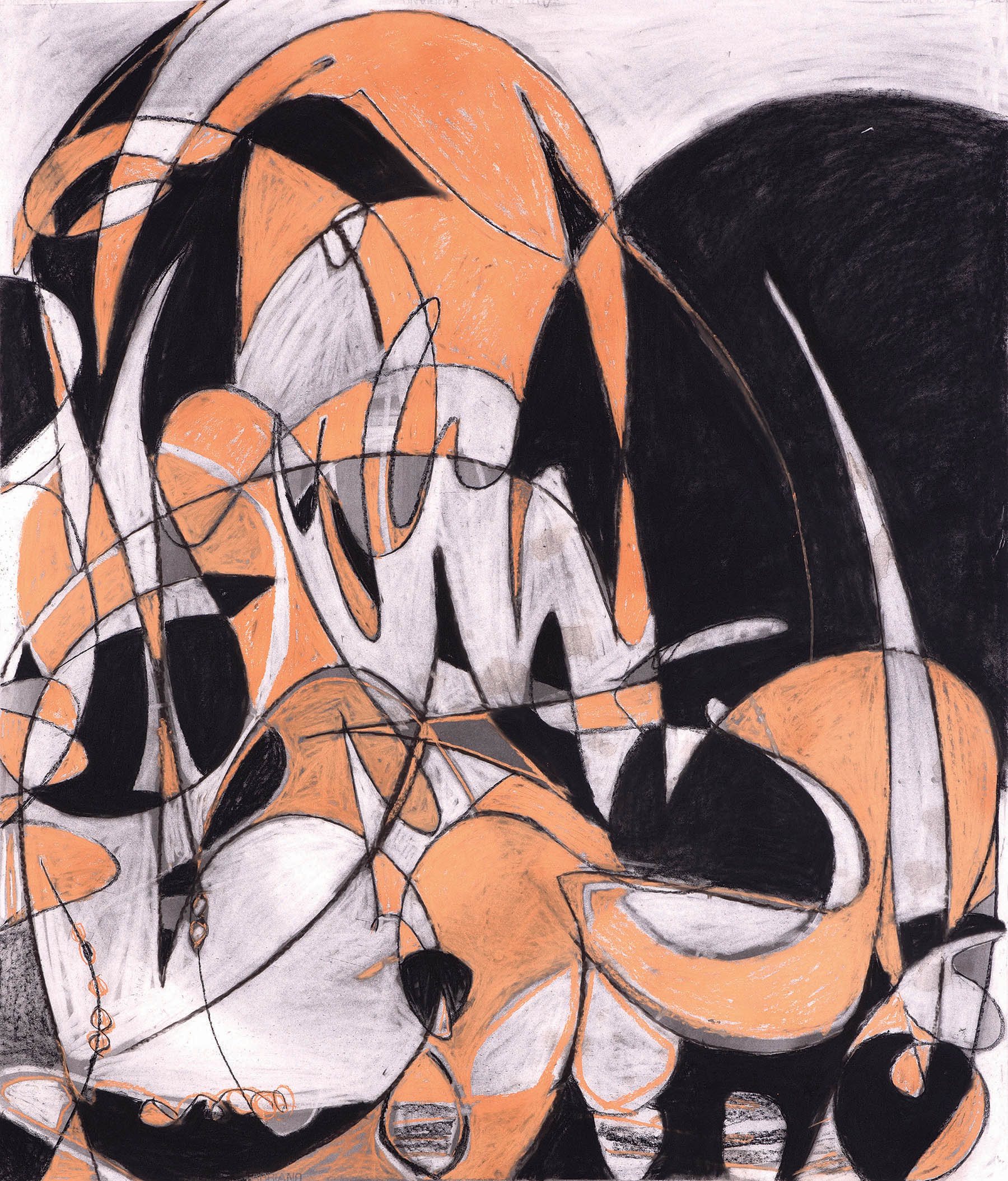 A Little Rough, 56 x 48 inches, conte crayon on paper, 2022