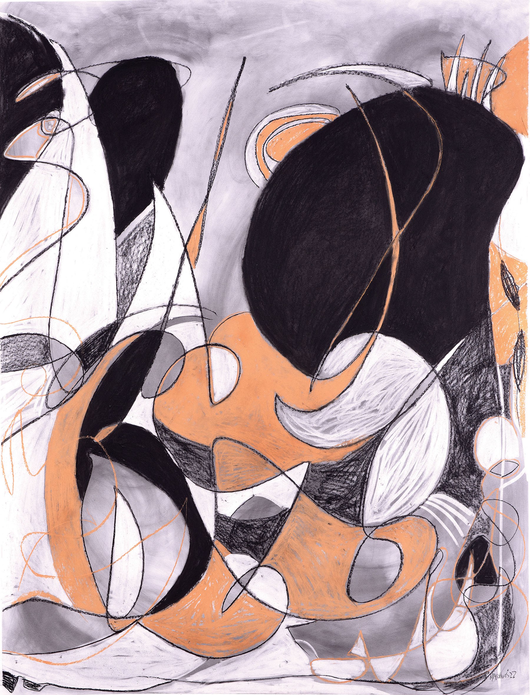 Just Perfect, 72 x 56 inches, conte crayon on paper, 2022
