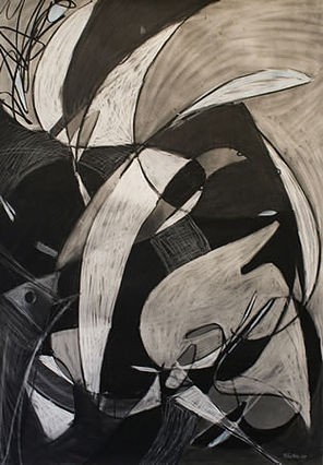 Airlslice, 2007, charcoal and conte crayon on paper, 50 x 71 inches (177.80 x 180.34 cm)