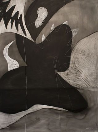 Touching, 2007, charcoal and conte crayon on paper, 52 x 68.5 inches (132.08 x 173.99 cm)
