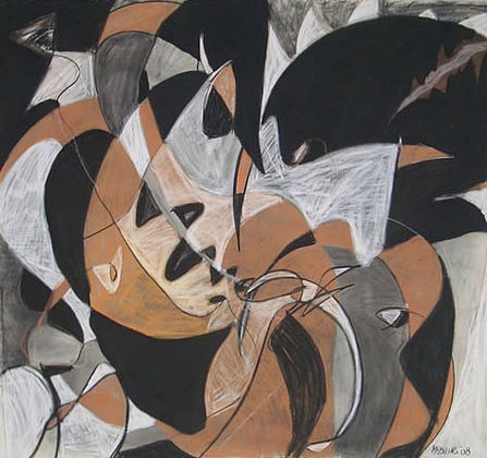 Untitled, 2008, Charcoal and conte crayon on paper,58 x 60 inches (147.32 x 152.4 cm)