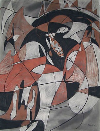 Frenzy, 2008, charcoal and conte crayon on paper, 60 x 80 inches (152.4 x 203.2 cm)