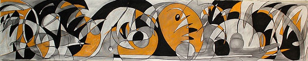 Boom Shacka Lacka, 2011, 55.11 x 288 inches (140cm x 732cm), charcoal and conte crayon on paper