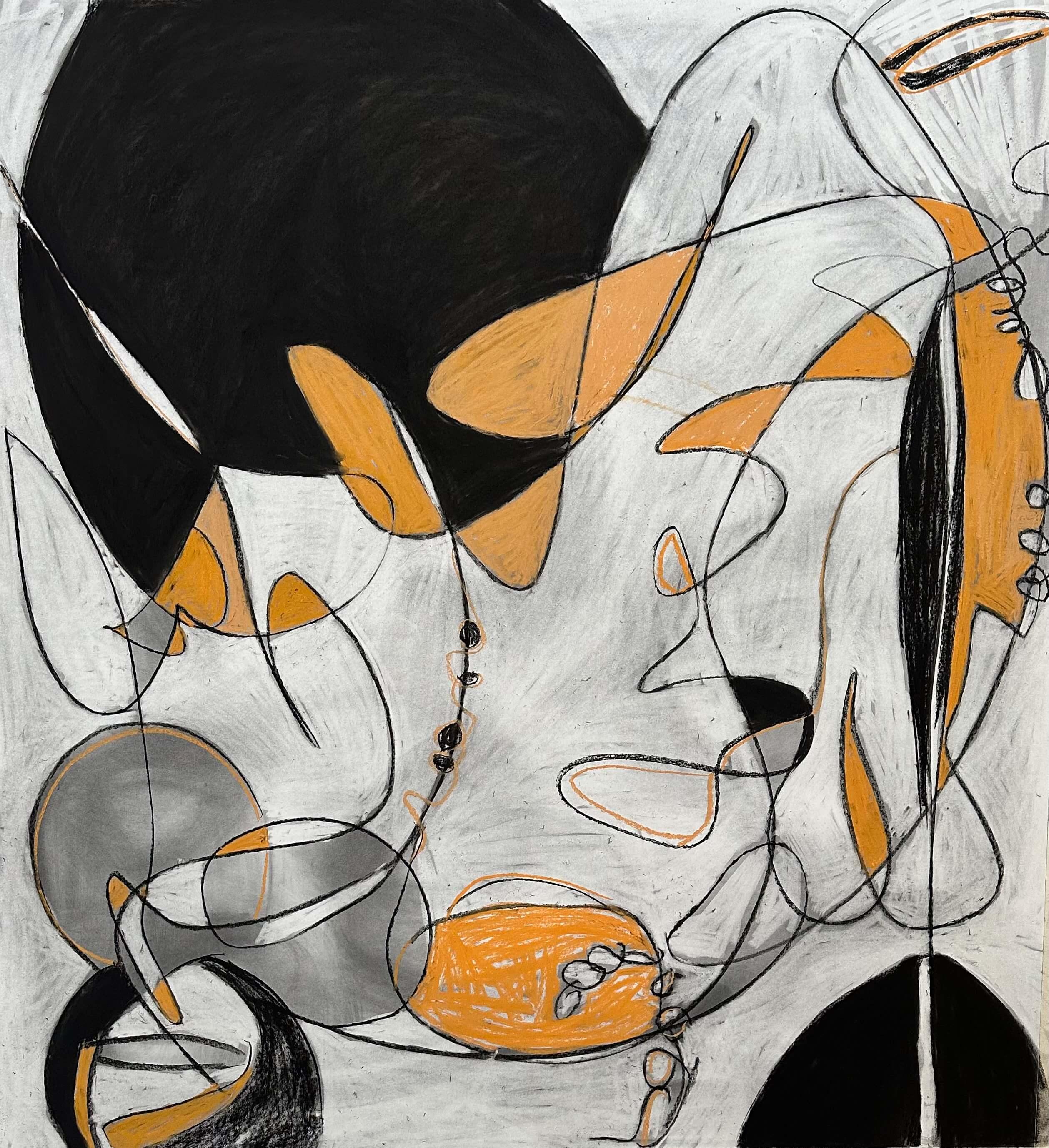 Allegra, 57 x 53 inches, charcoal conte crayon on paper, 2023