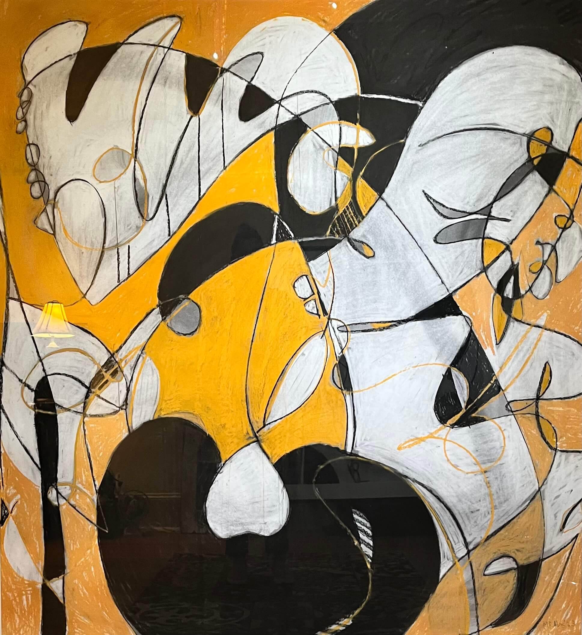 Lively, 58 x 62 inches, charcoal conte crayon on paper, 2023