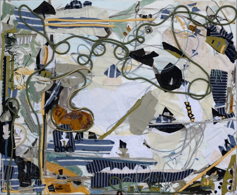 Wind and Sea, oil and fabric on canvas, 39.5 x 37.5 inches, 2024