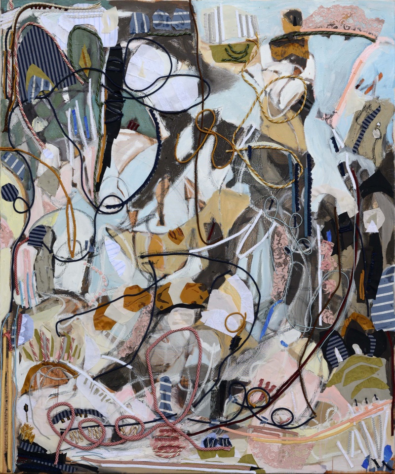 Woman Phenomenally, oil and fabric on canvas, 72 x 60 inches, 2024